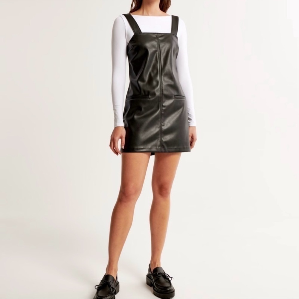 Abercrombie Fitch Vegan Leather Shift Mini Dress Size Small Petite NWT